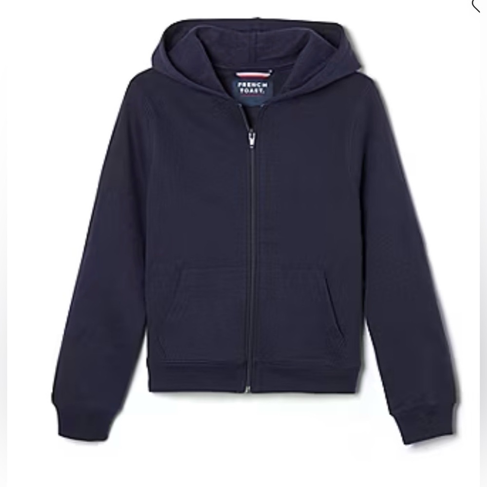 French Toast Big Kid Boys Hooded Fleece Long Sleeve Sweatshirt in navy size L.